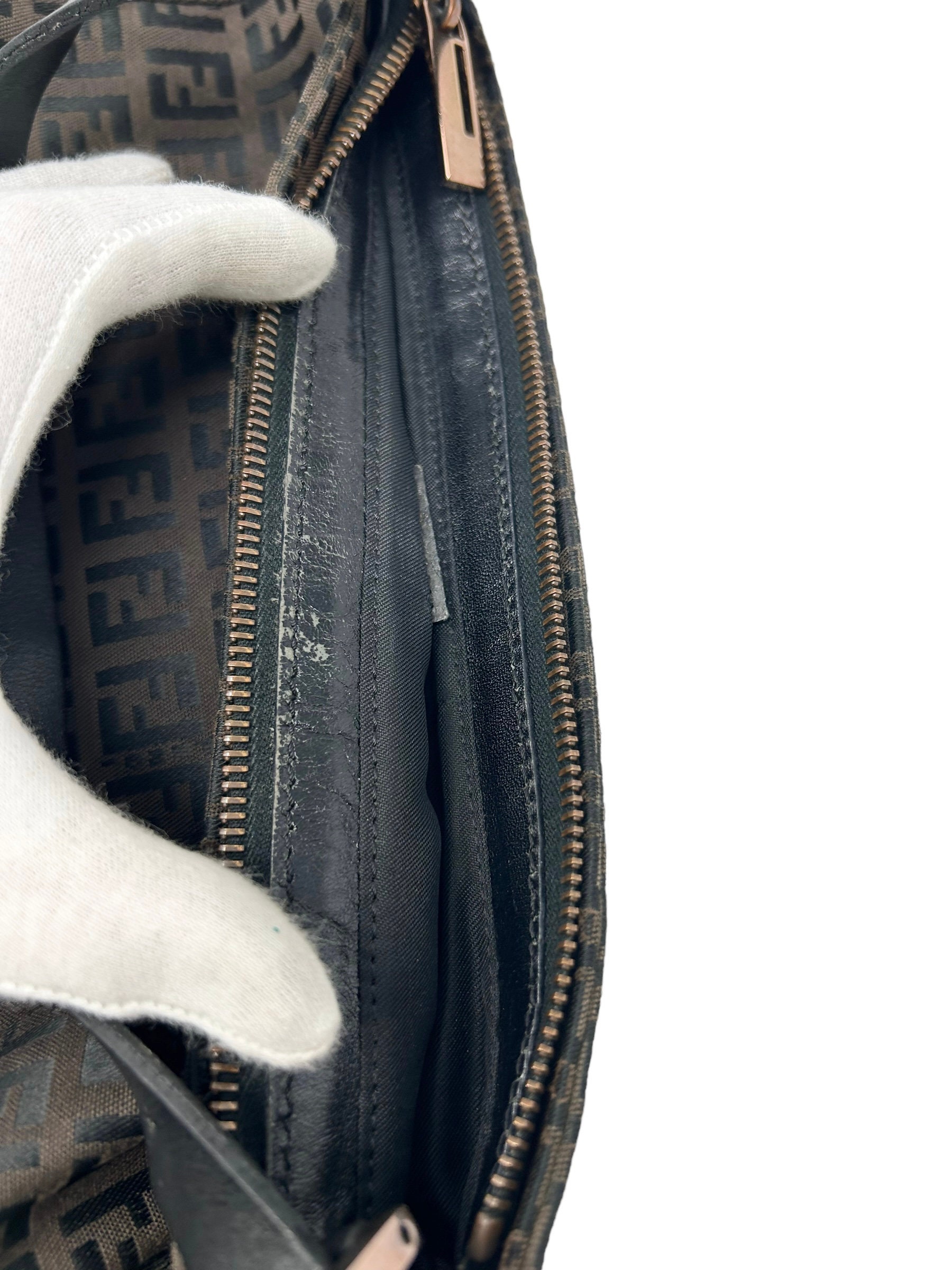 FENDI Vintage Logo Zucchino Monogram Pochette Shoulder Bag 