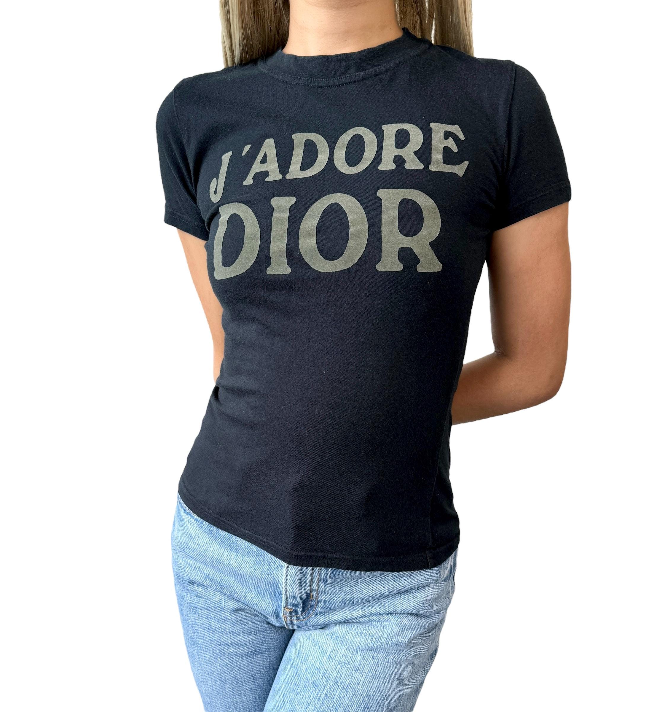 Christian Dior Vintage J ADORE Logo T shirt Top 36 Black Khaki Cotton Rank AB Etsy Canada