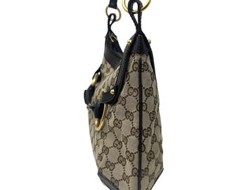 GUCCI Vintage GG Monogram Logo Shoulder Bag Horsebit Brown GUCCI Vintage GG Monogram Logo Shoulder Bag Horsebit Brown