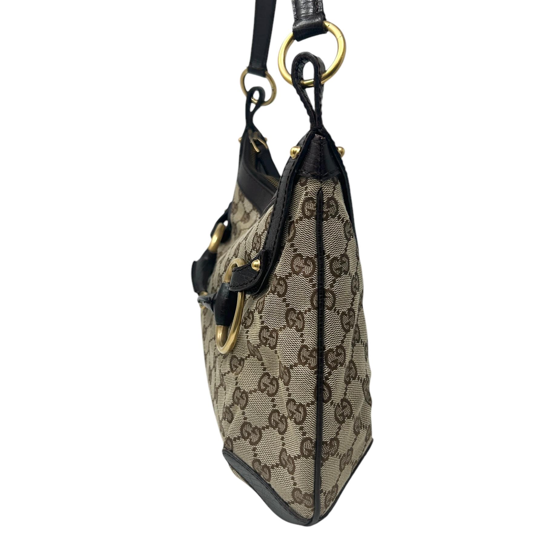 GUCCI Vintage GG Monogram Logo Shoulder Bag Horsebit Brown GUCCI Vintage GG Monogram Logo Shoulder Bag Horsebit Brown