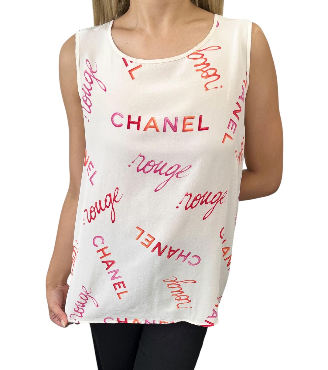 CHANEL 星柄タンクトップ 96p 美品 激レア シャネル タンクトップ ブラック 40 Lサイズ
