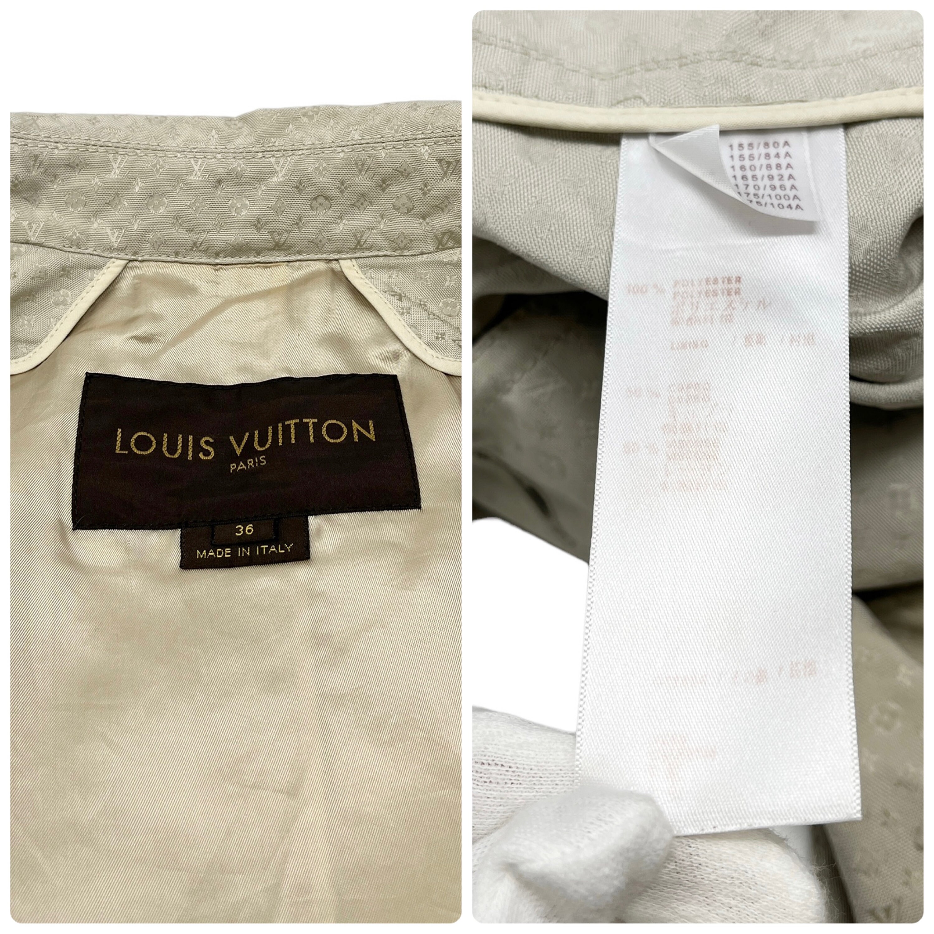 LOUIS VUITTON Vintage LV Monogram Trench Coat #36 Gray Polyester