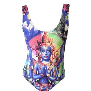 Jean Paul GAULTIER Vintage Logo Swimwear #M One-piece Nylon Multicolor Rank AB
