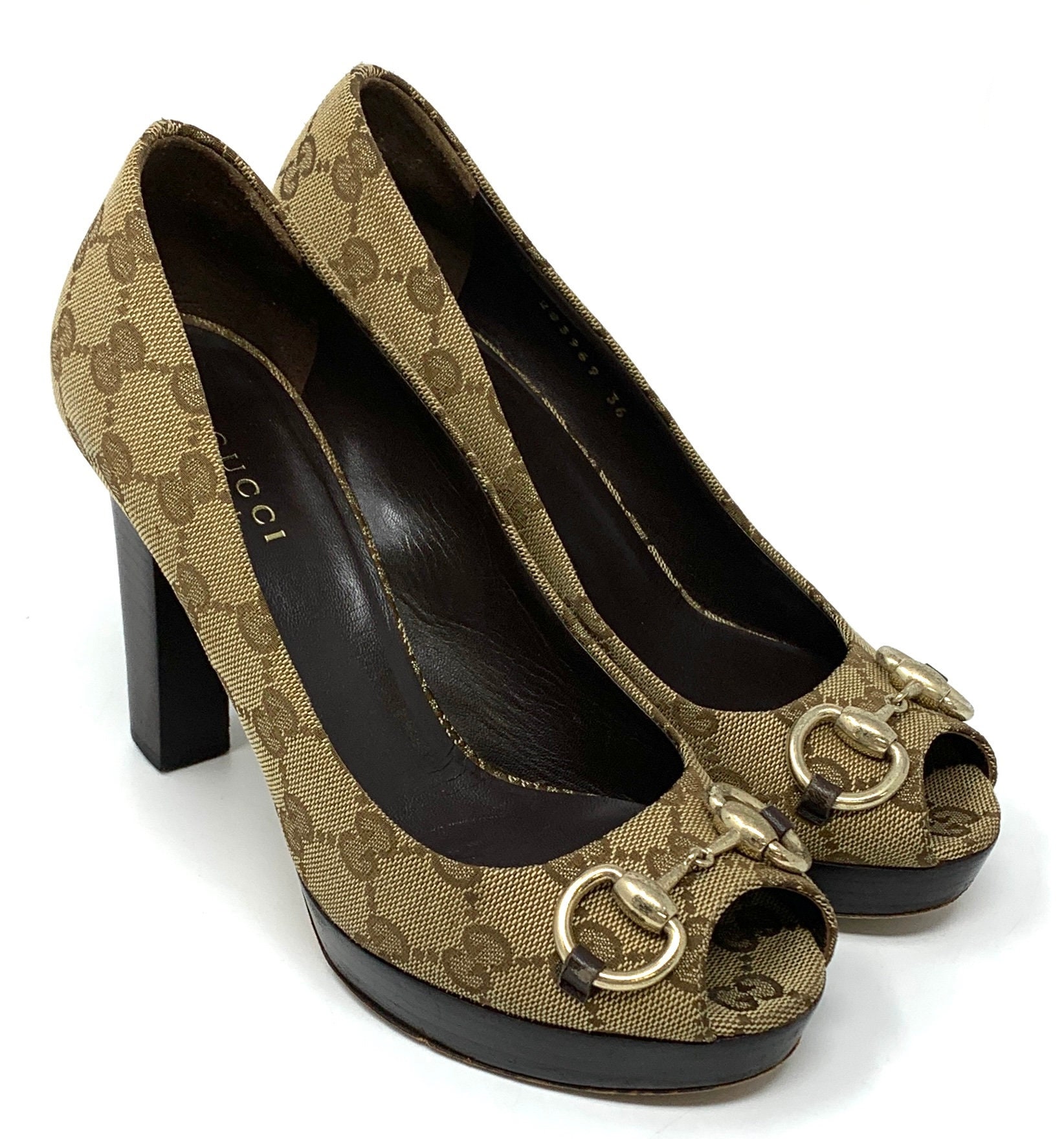 gucci monogram heels