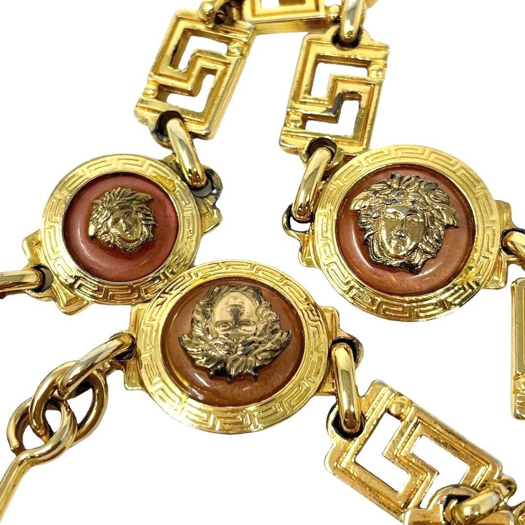 GIANNI VERSACE Vintage Medusa Logo Chain Belt Accessory Gold