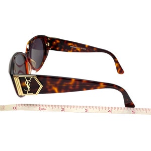 Yves Saint Laurent Vintage YSL Initial Logo Sunglass Brown Gold Rank AB image 4