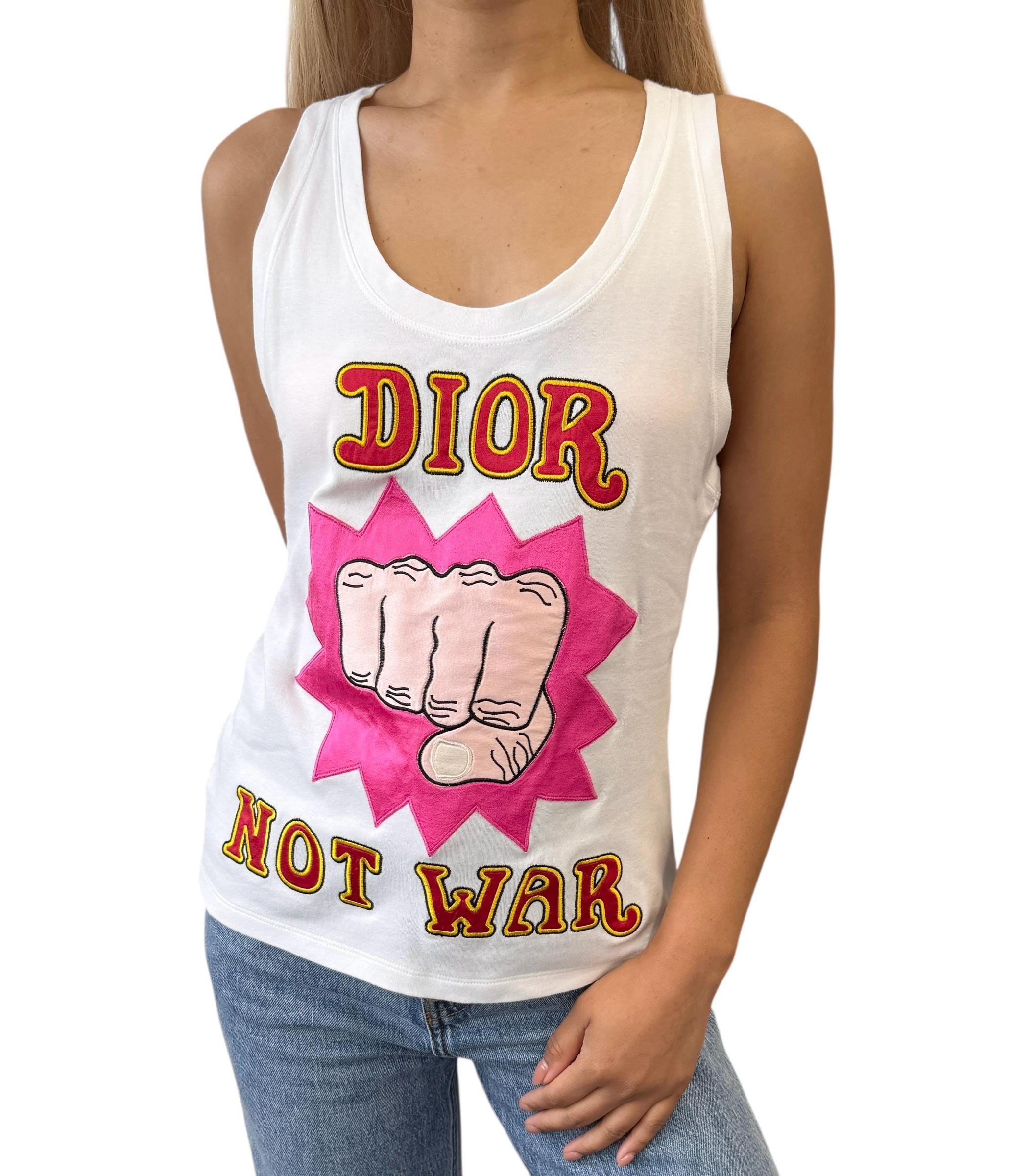 Christian Dior Vintage 2005 Not War Logo Tank Top #40 White
