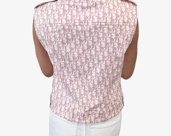 Christian Dior Vintage 2004 Trotter Monogram Gilet Jacket #38 Rosa