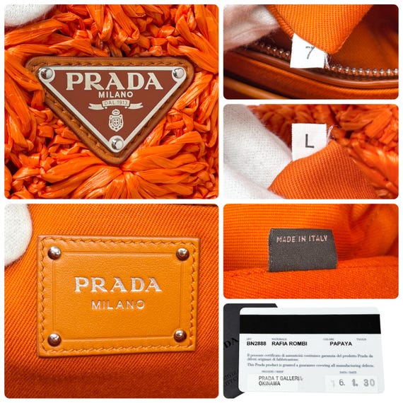 PRADA ヴィンテージ トライアングルロゴ ラフィア トートバッグ クロス