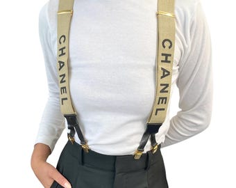 CHANEL シャネル バンドー CHANEL Vintage CC Logo Suspender Belt Accessory Beige Black
