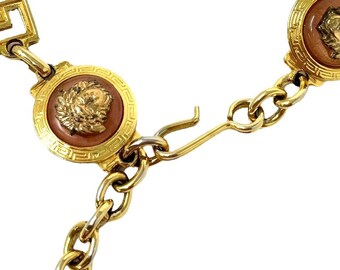 GIANNI VERSACE Vintage Medusa Logo Chain Belt Accessory Gold