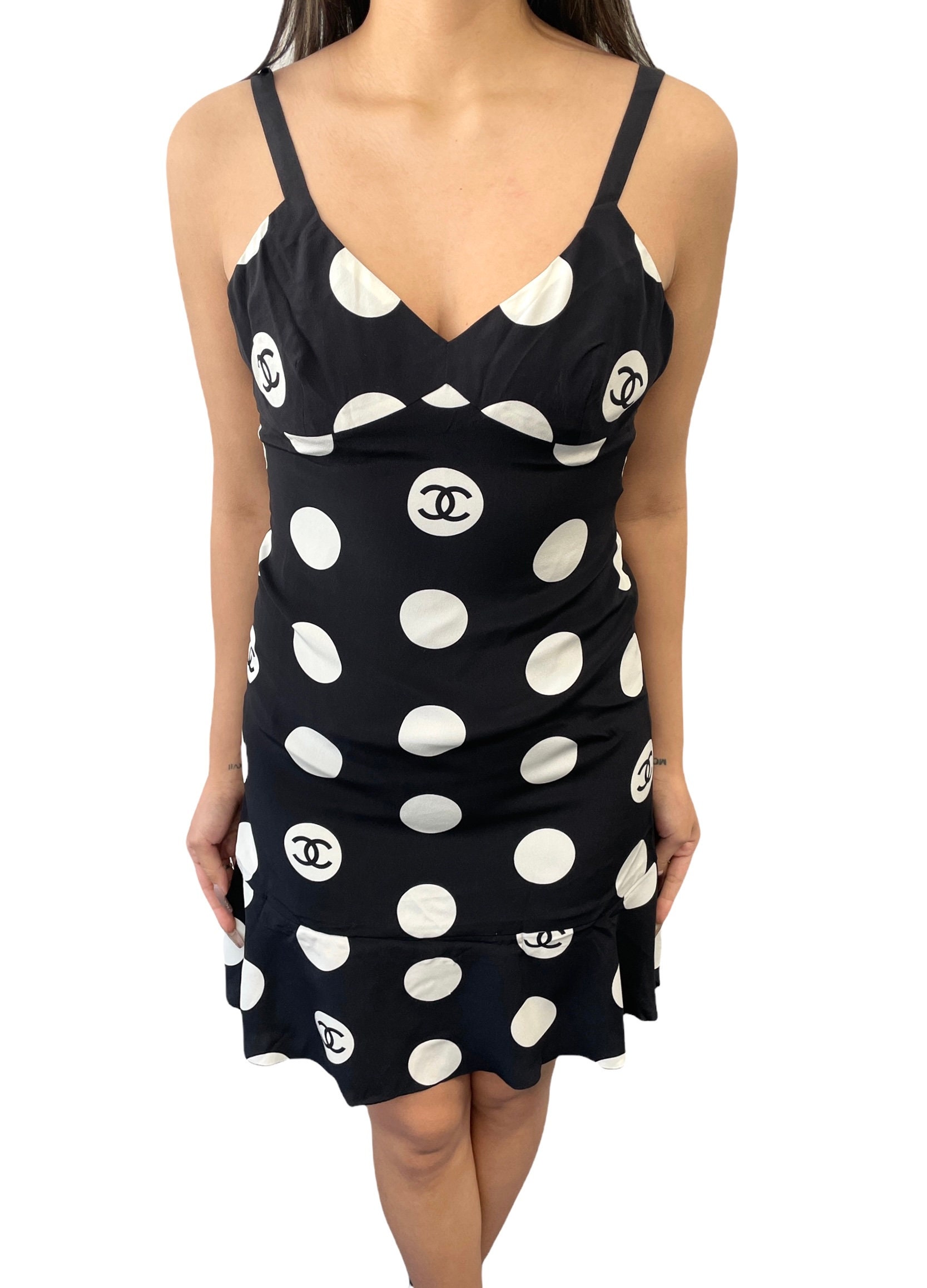 CHANEL Vintage 97P CC Logo Dress Dot Silk Black - Etsy Denmark