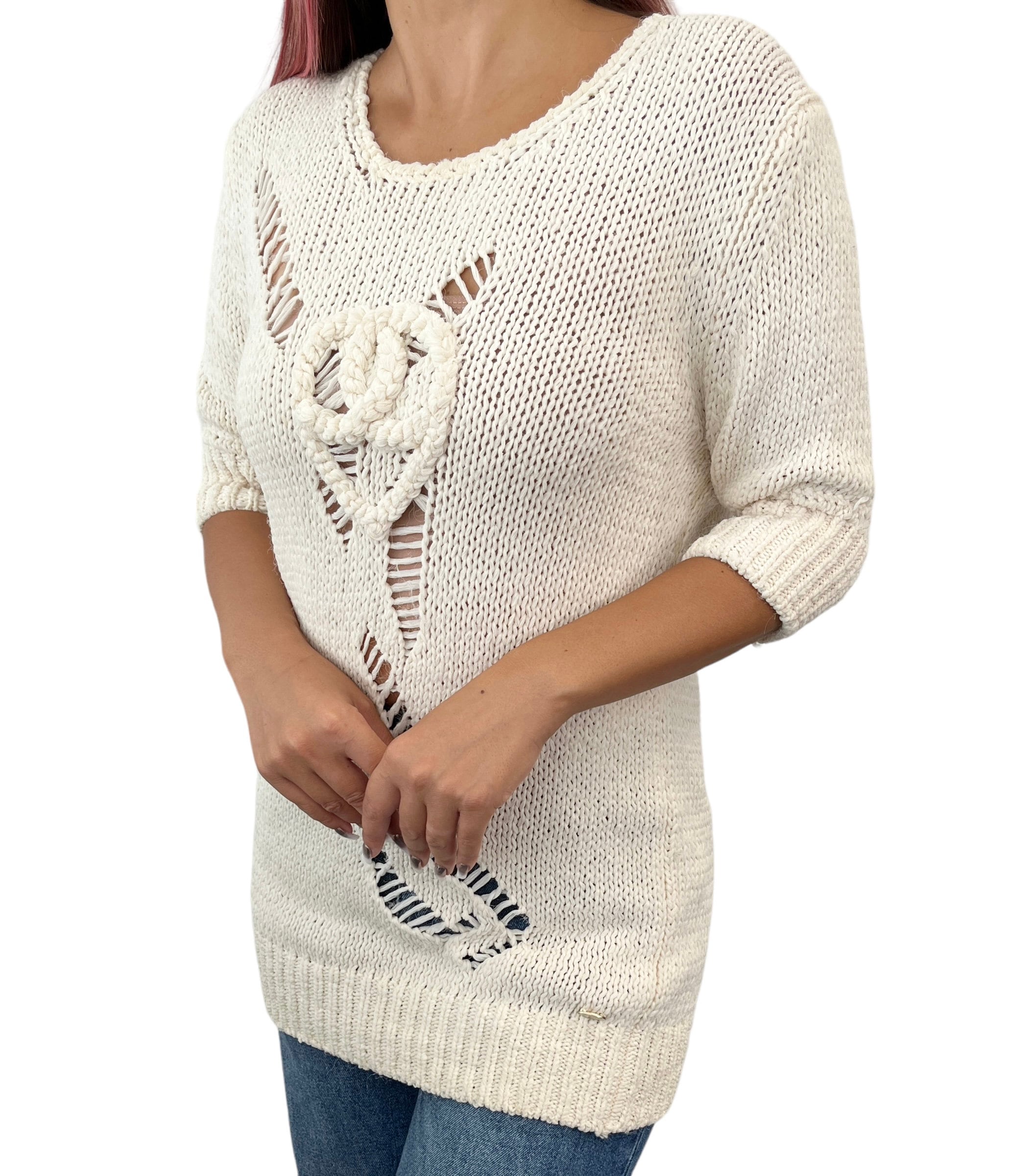 CHANEL Vintage 09C CC Logo Knit Tunic 38 Sweater Top Cream CHANEL Vintage 09C CC Logo Knit Tunic 38 Sweater Top Cream