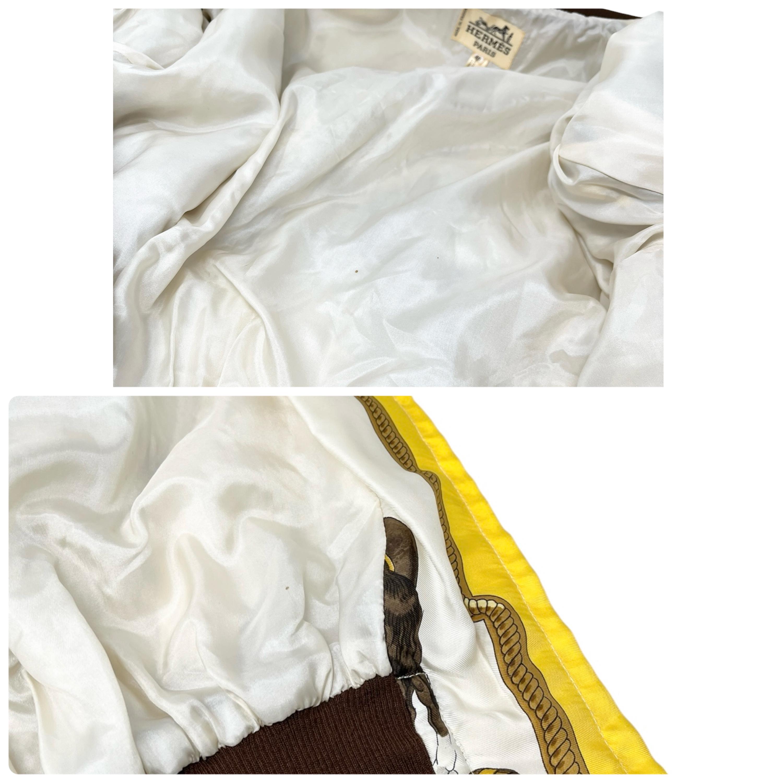 HERMES Vintage Logo REPRISE Bomber Jacket #40 Cream Yellow