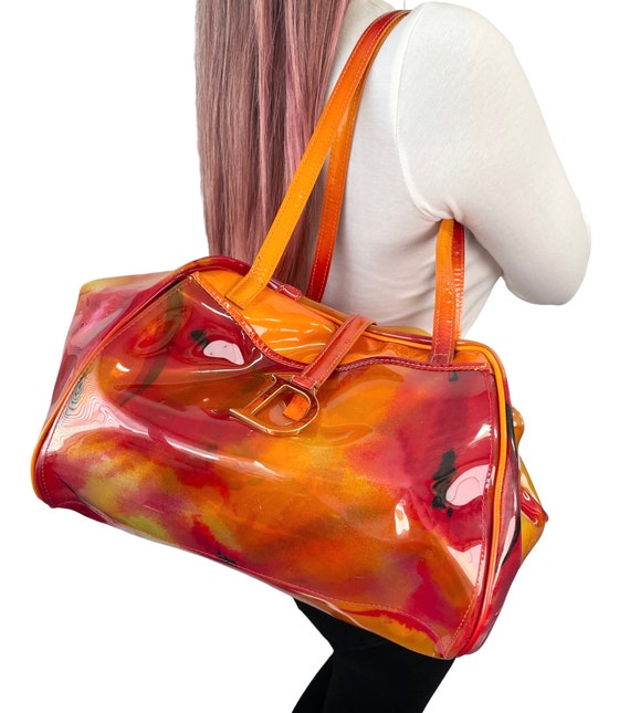 CHANEL, Bags, Vintage Chanel Cc Logo Orange Rubber Shoulder Tote