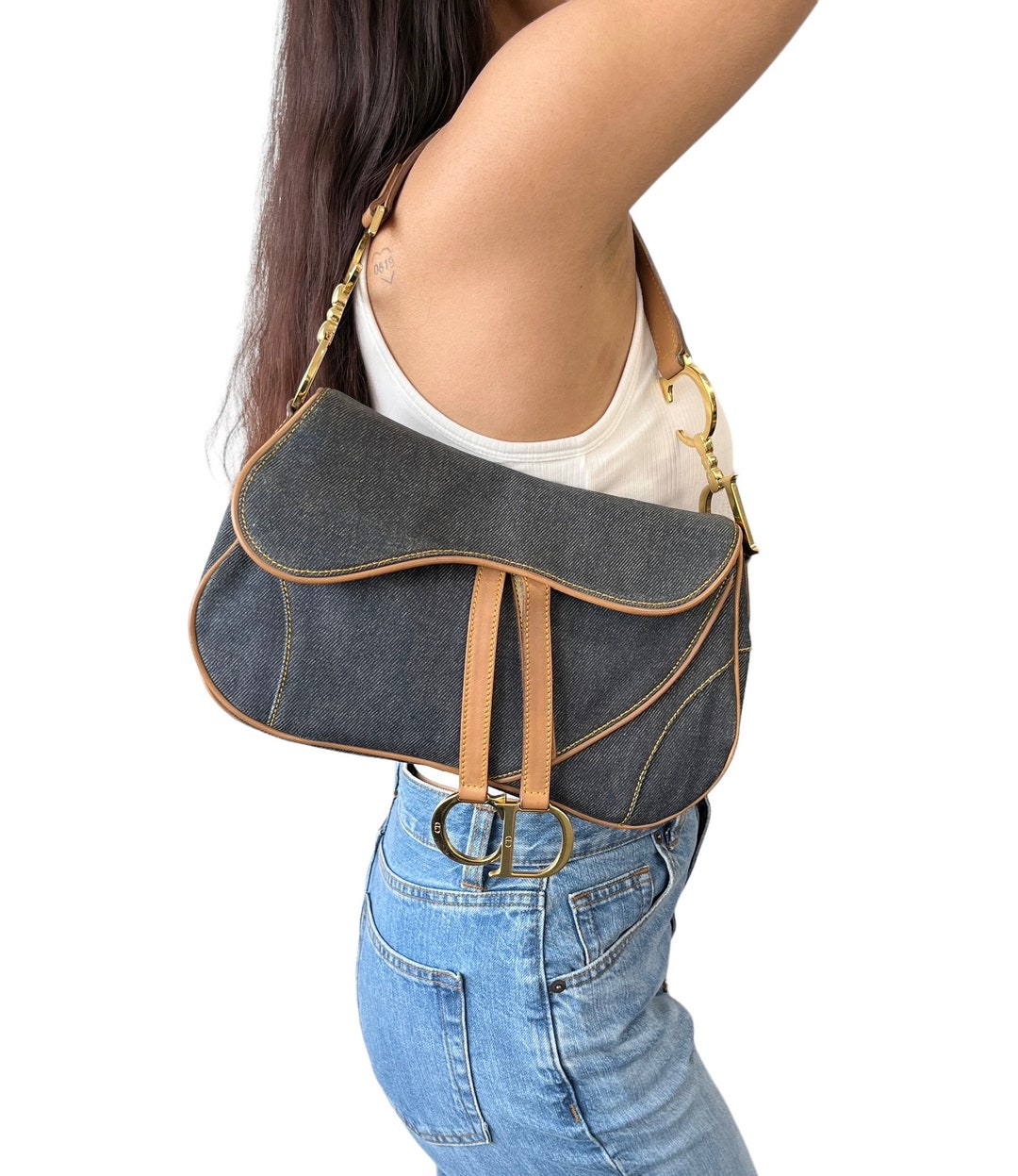 【ヴィンテージ】Rank:A☆Dior ブルー サドル バッグ M0446CCEH BUYMA VINTAGE 中古 【ヴィンテージ】Rank:A☆Dior ブルー