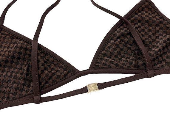 Swim  Louis Vuitton Lv Monogram Velvet Brown Gold 3 Piece Bikini