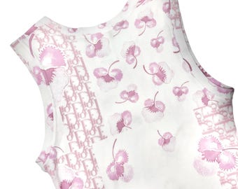 クリスチャンディオール トロッター 05年 タンクトップ ホワイト ピンク クリスチャン・ディオール ヴィンテージ 2005 ロゴ トロッター