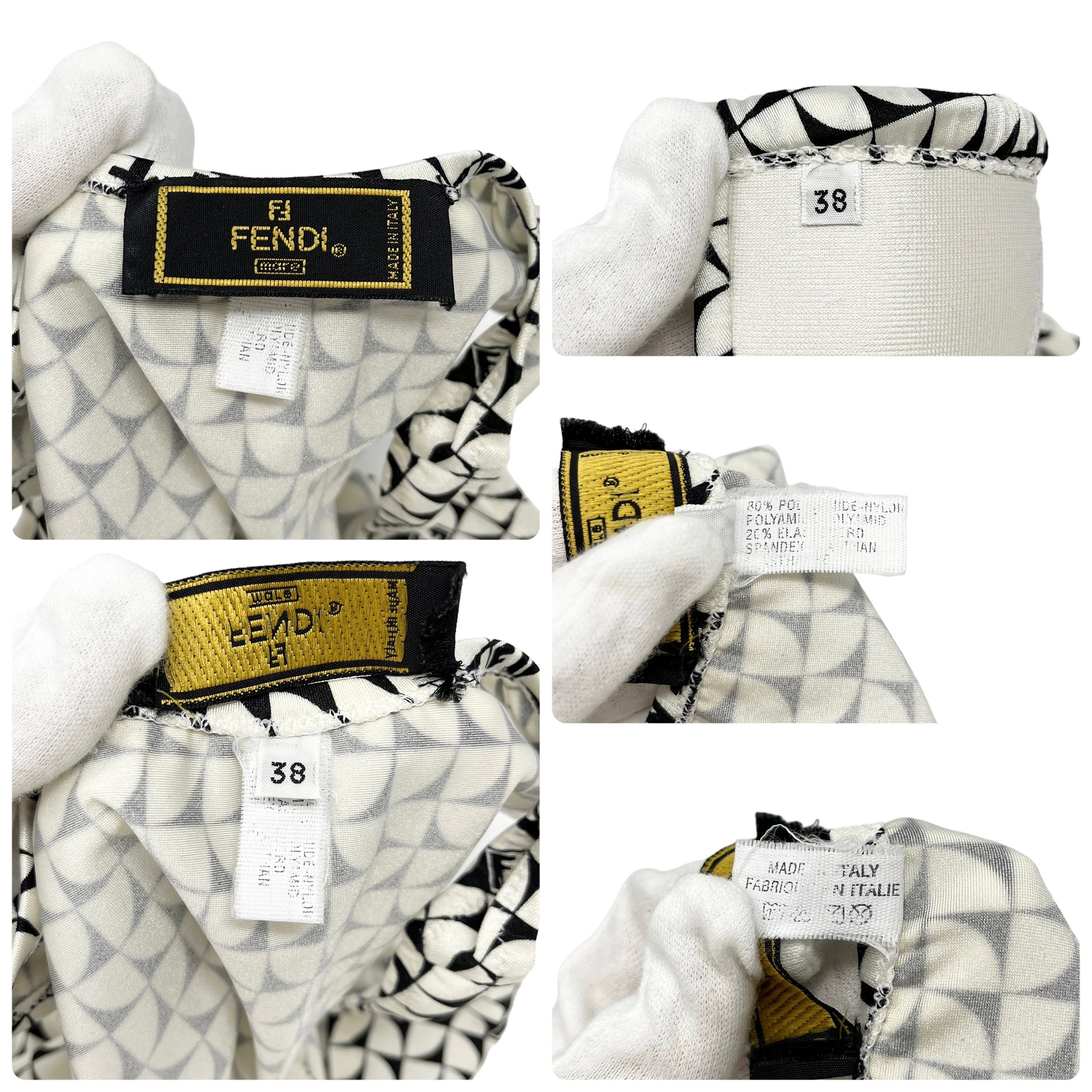 FENDI Vintage FF Logo Swimwear Bikini #38 Swimsuit White