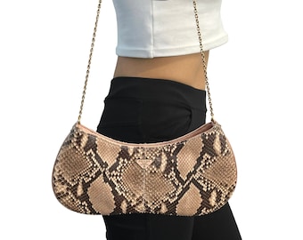 PRADA Vintage Logo Pochette Shoulder Bag Handbag Pink Beige Leather Rank AB
