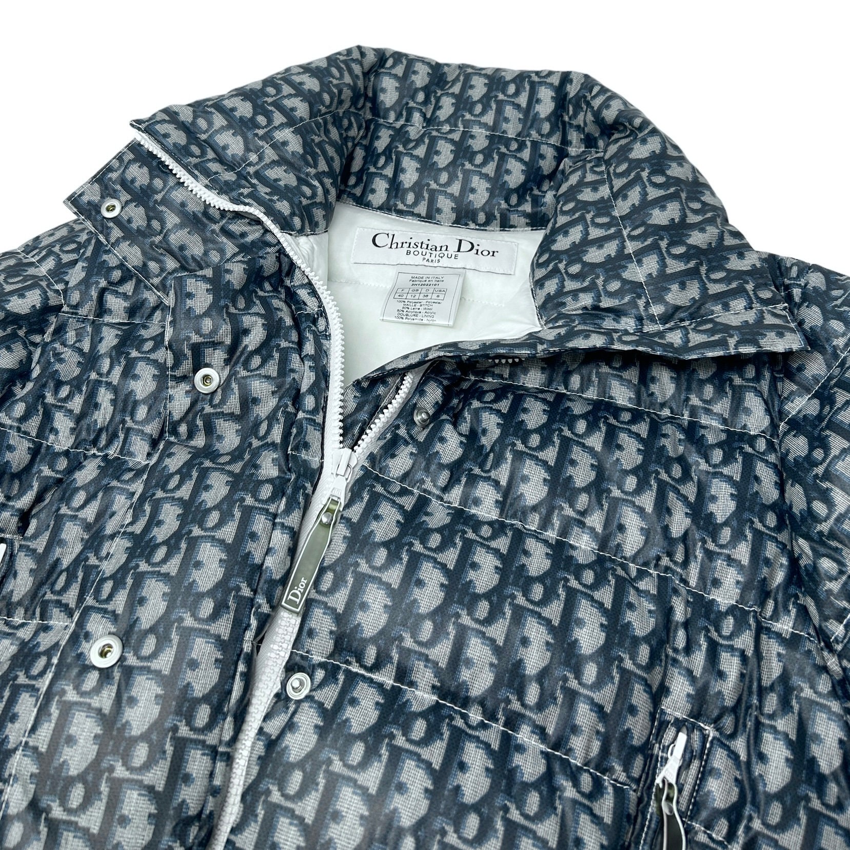 Christian Dior Vintage Trotter Monogram Logo Puffer Jacket