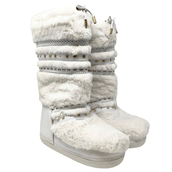 CELINE Vintage Macadam Logo Faux Fur Snow Boots #38-40 US8 CELINE Vintage Macadam Logo Faux Fur Snow Boots #38-40 US8