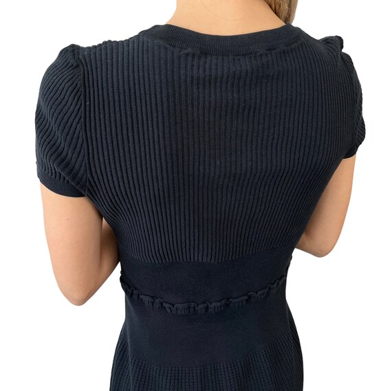 CHANEL Vintage 09P CC Mark Short Sleeve Dress #38 Pullover Black Cotton  Rank AB