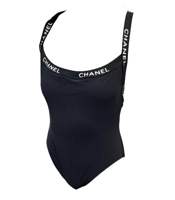 CHANEL Vintage CC Logo Swimwear Swimsuits #38 One-piece