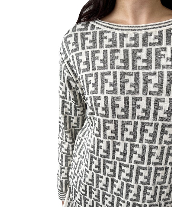 FENDI Vintage Zucca Monogram Sweater Pullover Cot… - image 2