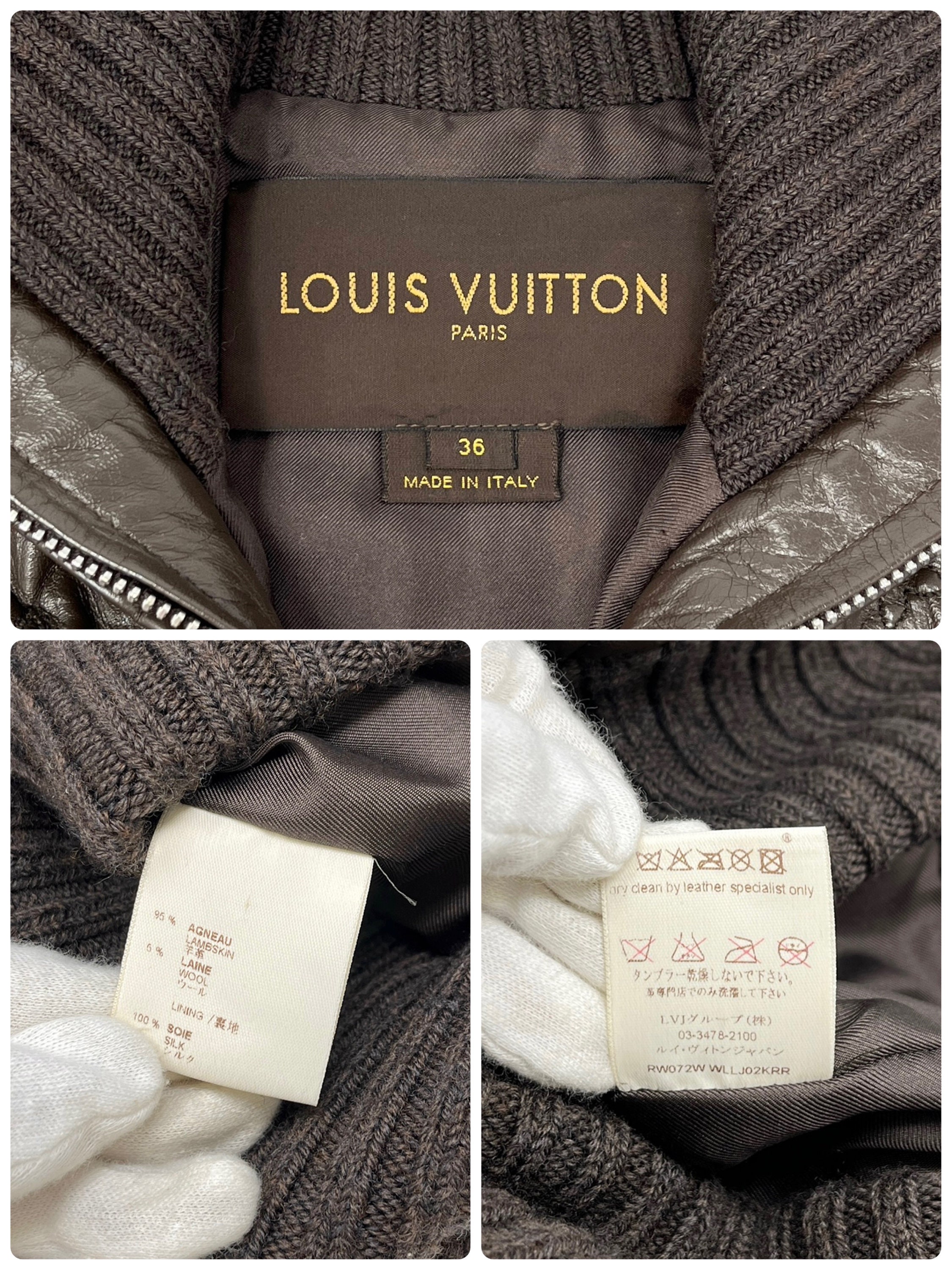 LOUIS VUITTON Vintage LV Monogram Vest Jacket #36 Zip Brown Leather Rank  AB+