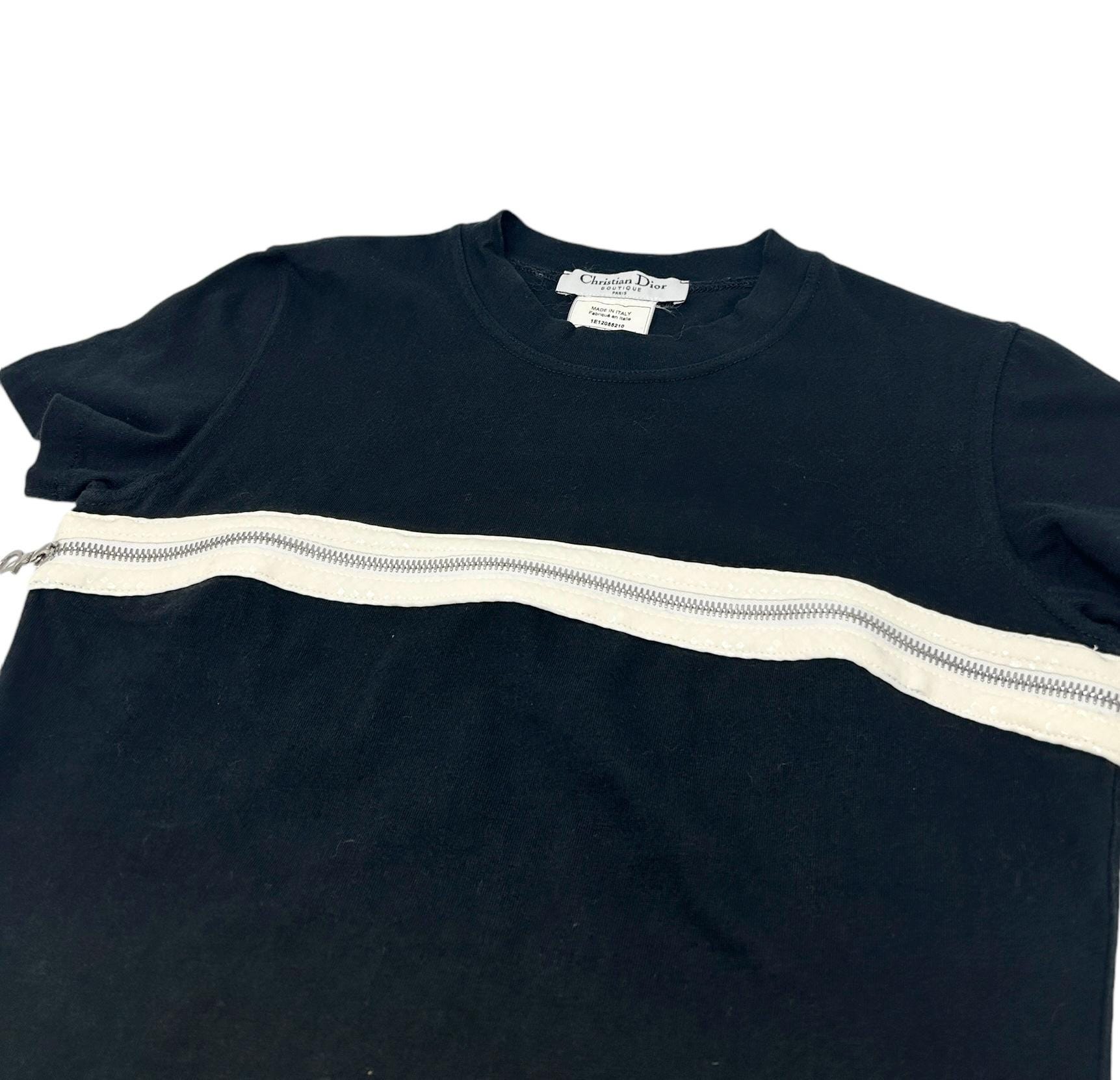 Christian Dior Vintage 2001 D Zip T-shirt Top #38 Black
