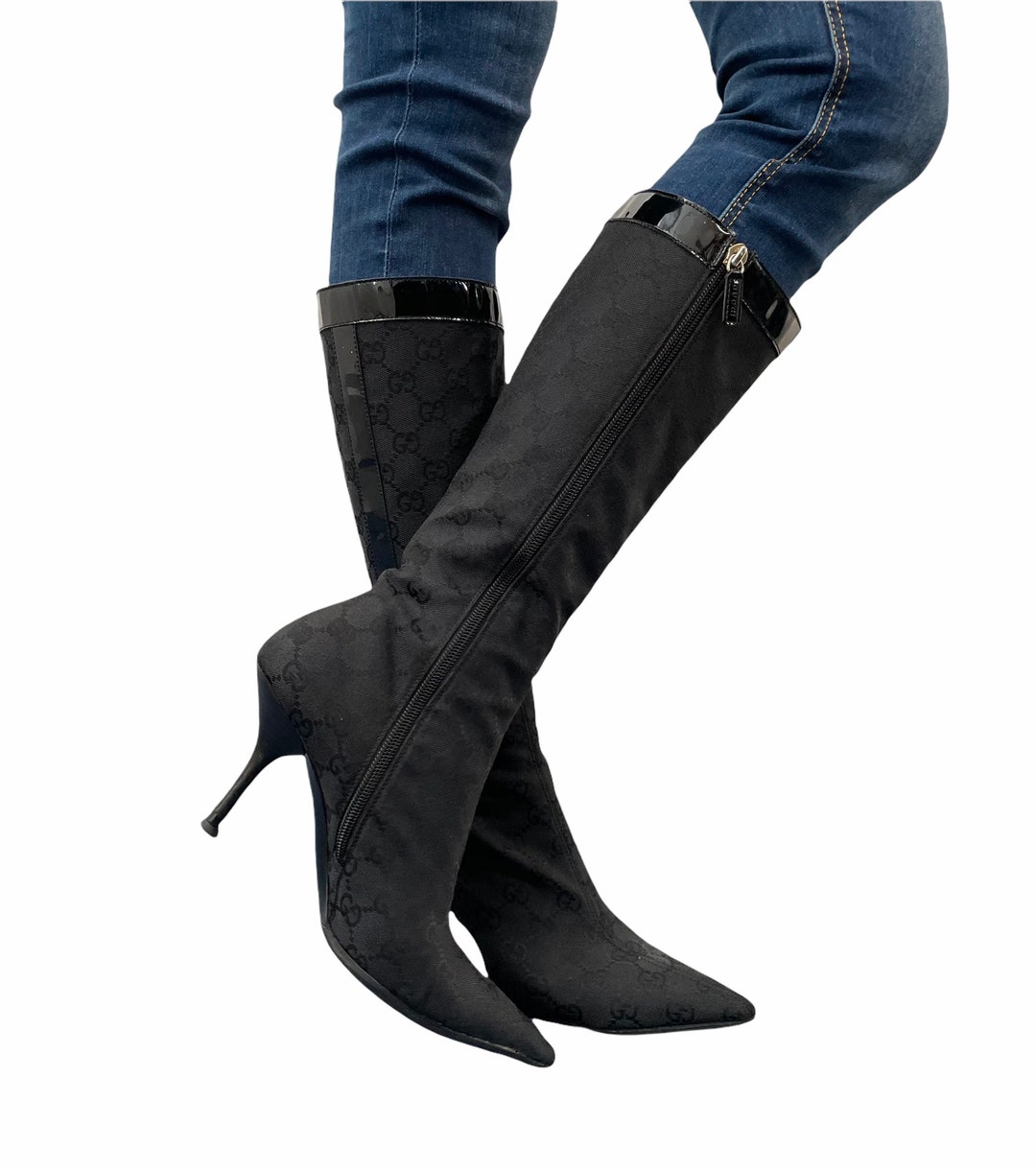 Gucci top canvas boots