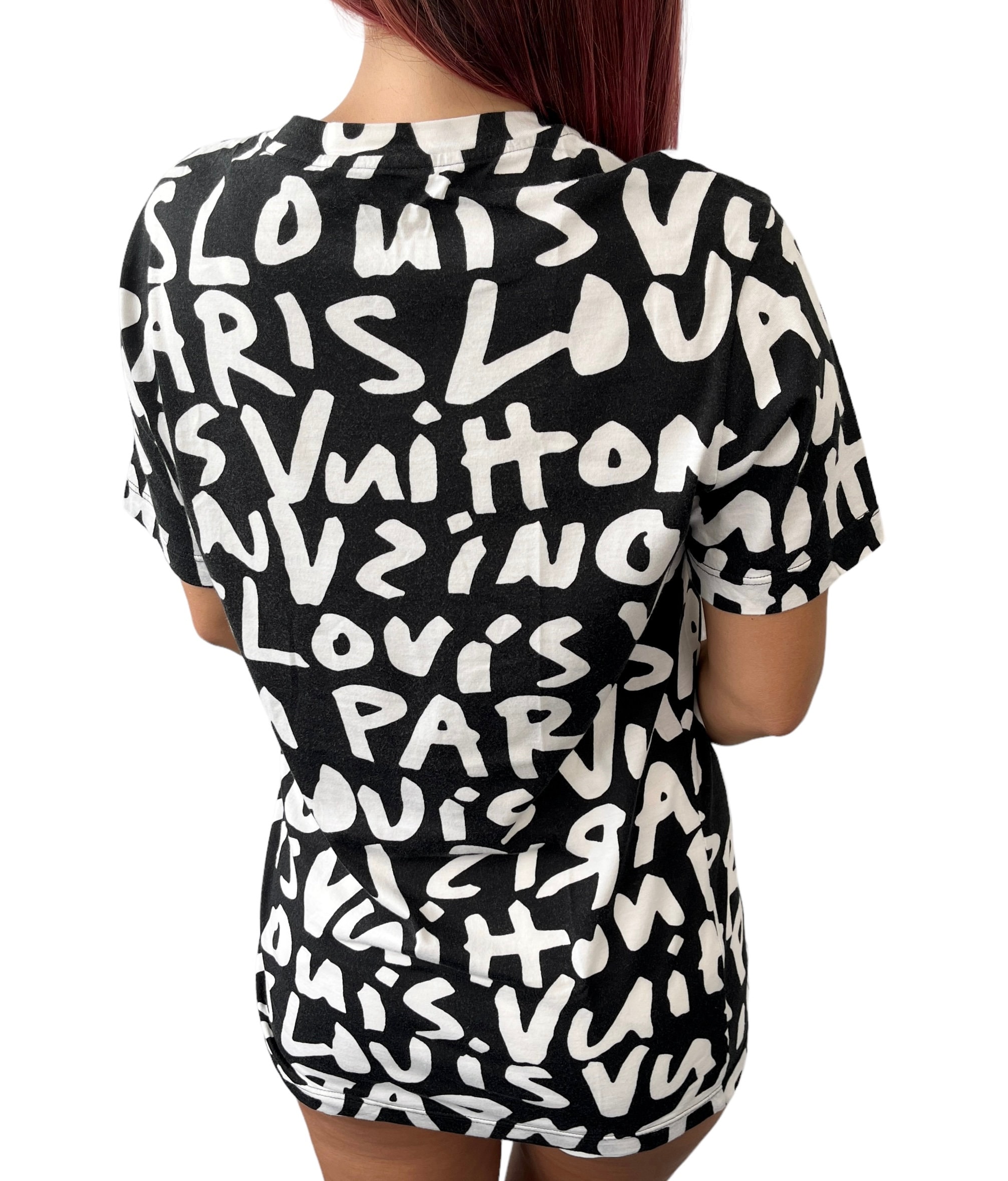 LOUIS VUITTON Vintage Graffiti T-shirt #M Top Logo Black White 