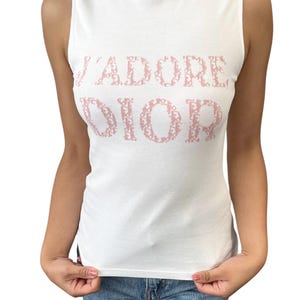 Christian Dior Vintage 2004 J&#39;ADORE Trotter Monogram Tank Top #38 Pink Cotton