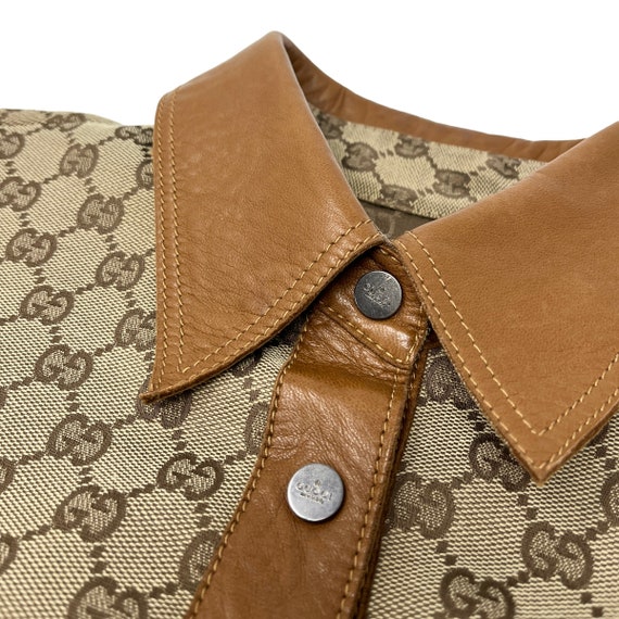 GUCCI Vintage GG Monogram Shirt Jacket #38 Top Sn… - image 6