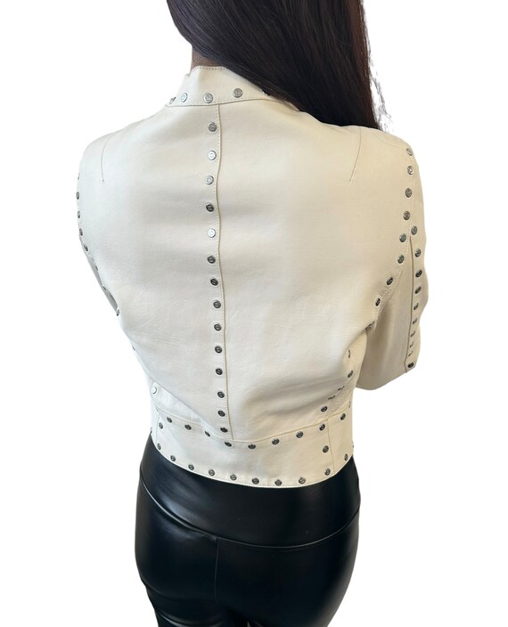 CELINE Vintage Logo Button Cropped Leather Jacket… - image 3