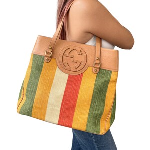 Neutral Ophidia medium GG-canvas and leather tote bag