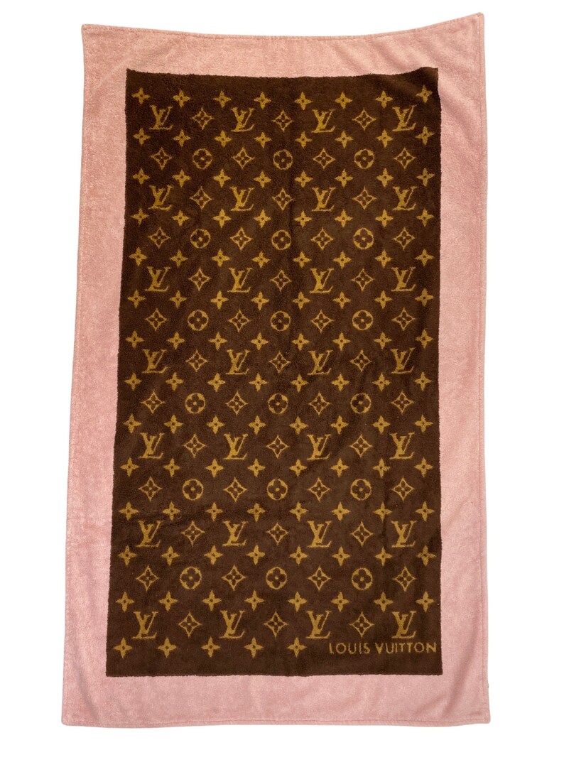 LOUIS VUITTON Vintage LV Monogram Logo Blanket Brown Pink Etsy
