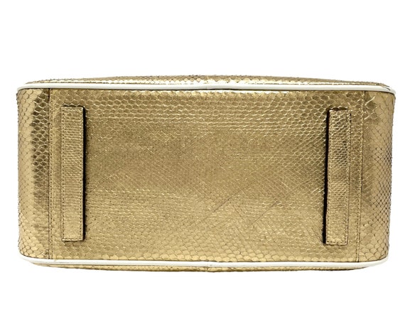 PRADA Vintage Logo Pochette Mini Handbag Gold Silver Leather Rank AB