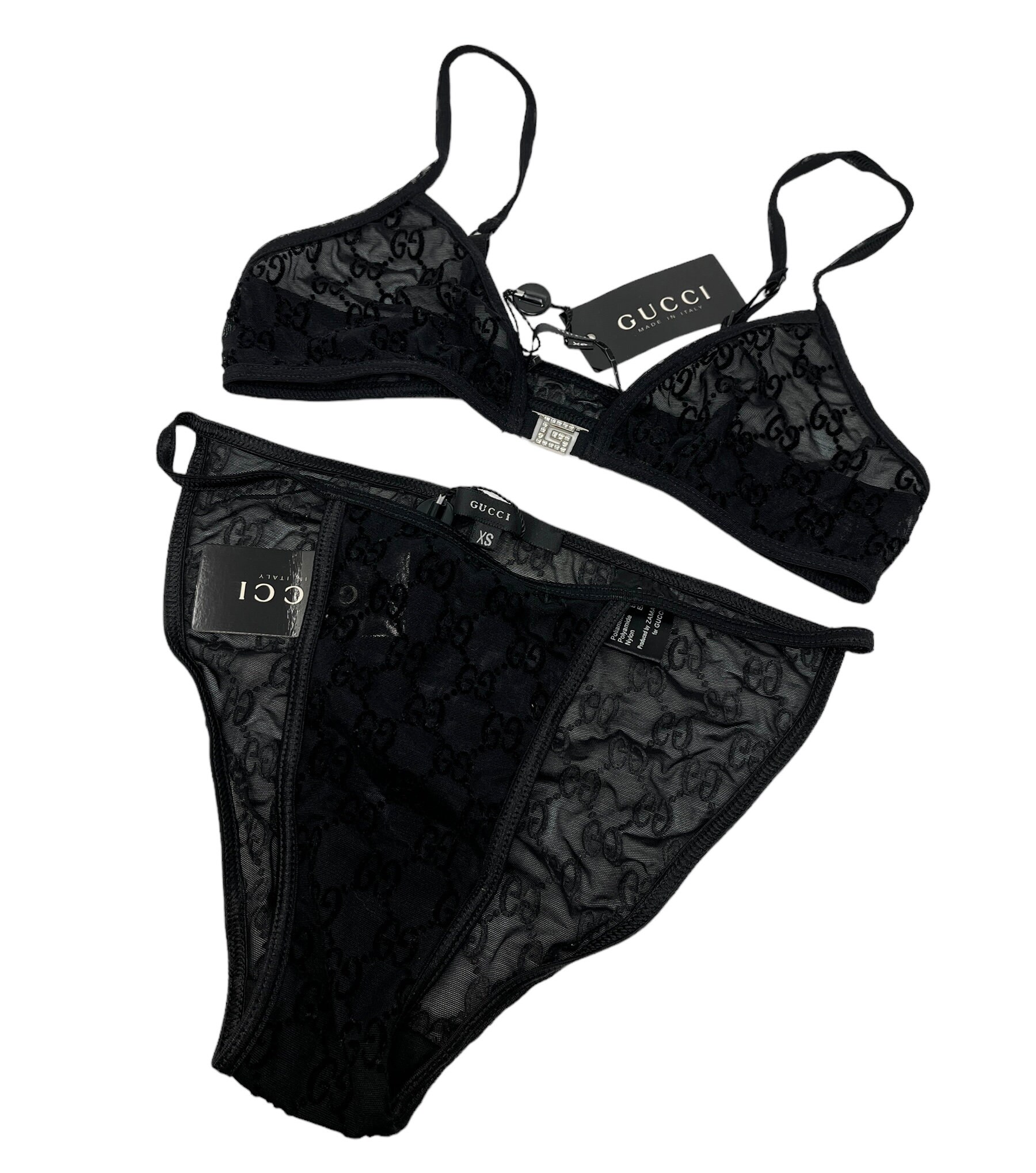 GUCCI Vintage GG Monogram Logo Bra Shorts Set #XS Underwear