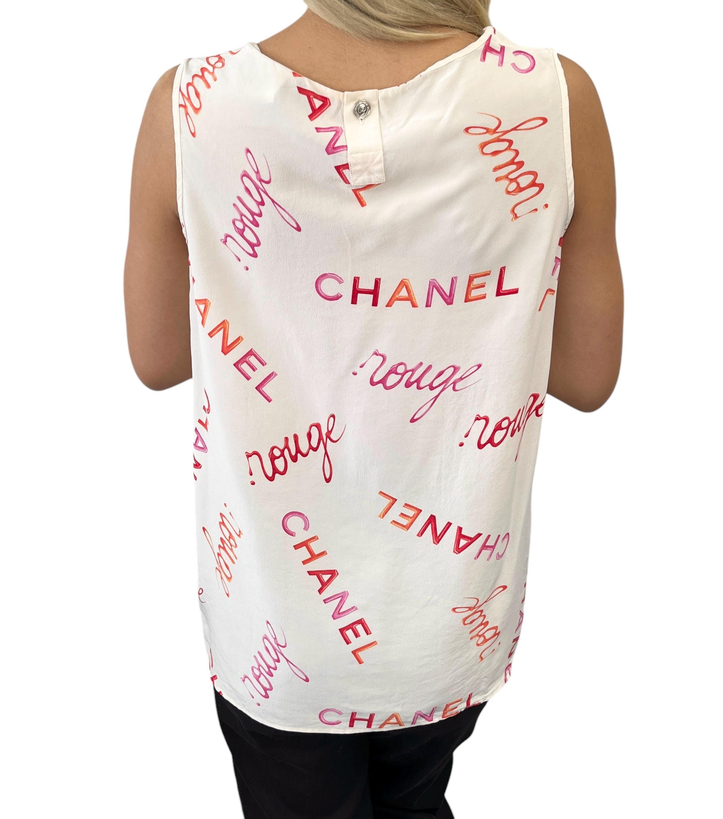★激レア★シャネル　CHANEL　ヴィンテージ　ココマーク　タンクトップ CHANEL Vintage CC Mark Logo Rouge Tank Top Cream Pink Orange