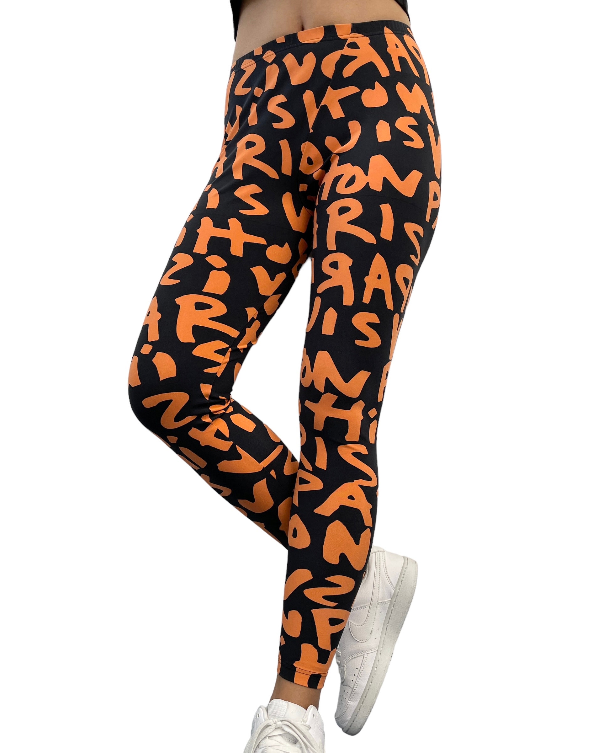 LOUIS VUITTON Vintage Graffiti Leggings 34 Pants Black Orange Nylon Rank AB  -  Sweden