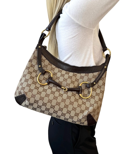 【期間限定特価】 GUCCI Vintage GG Monogram Logo Shoulder Bag Horsebit Brown 小物