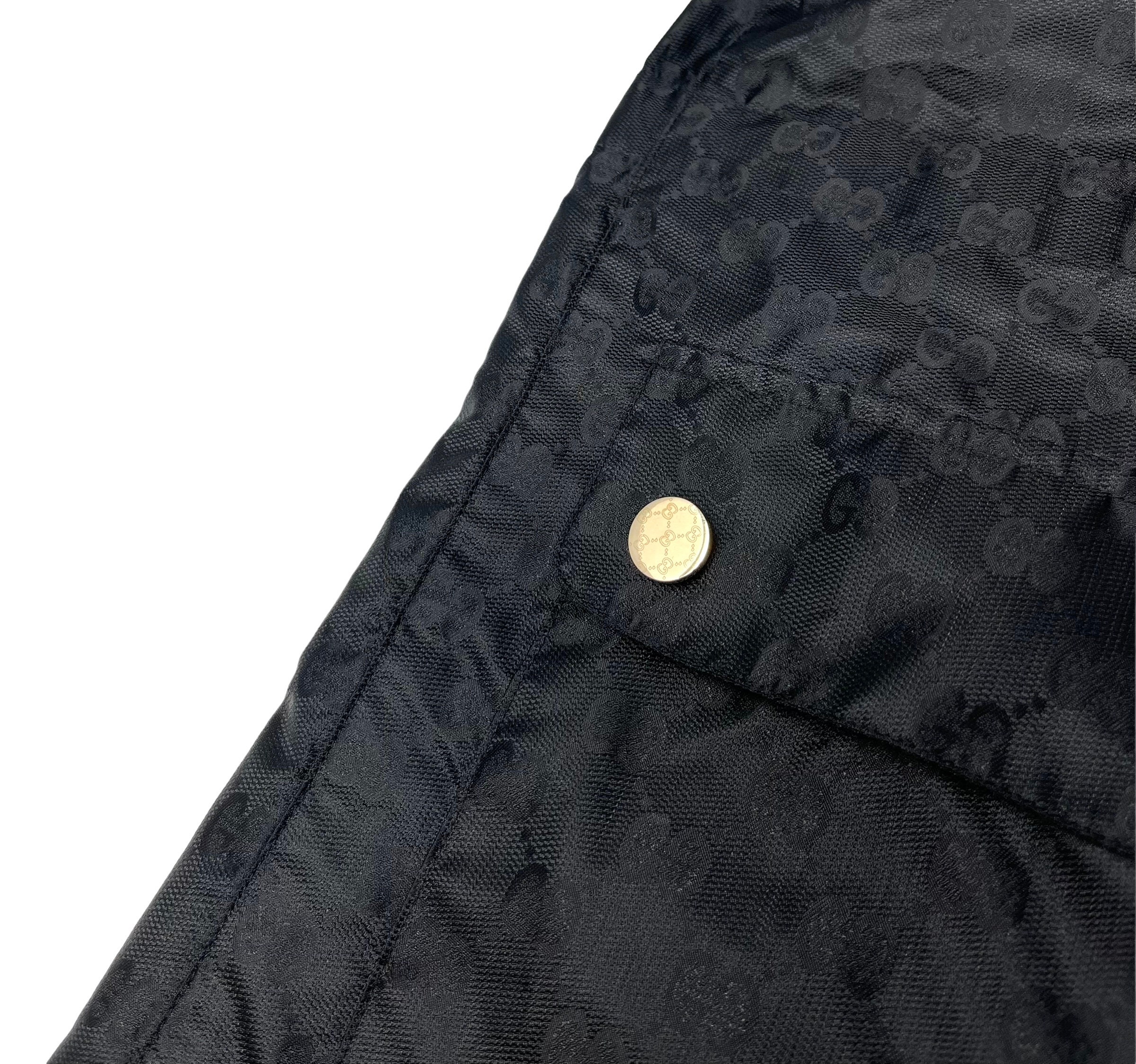 GUCCI Vintage GG Monogram Logo Hoodie Jacket #XS Zip Polyamide Black  RankAB+