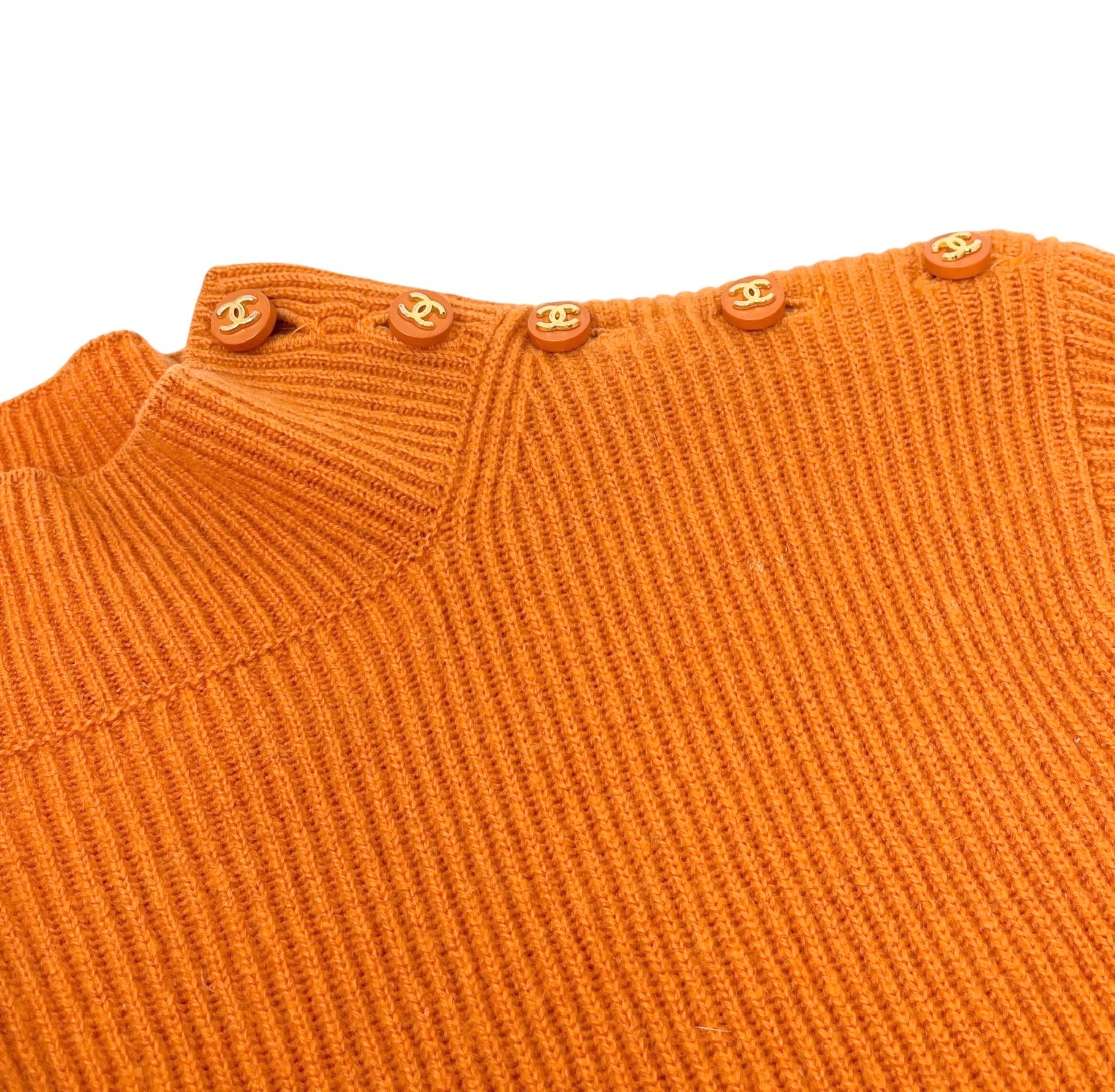 CHANEL Vintage CC Logo Rib Knit Sweater Top #40 Mock Neck