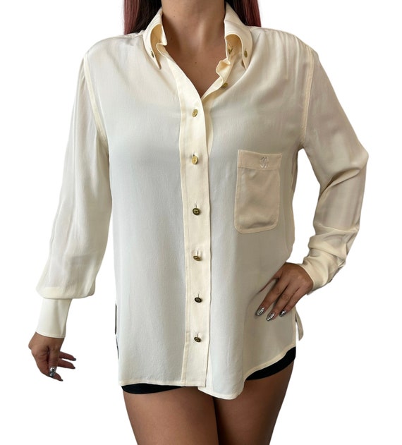 Chanel Silk Blouse With Pearl Buttons