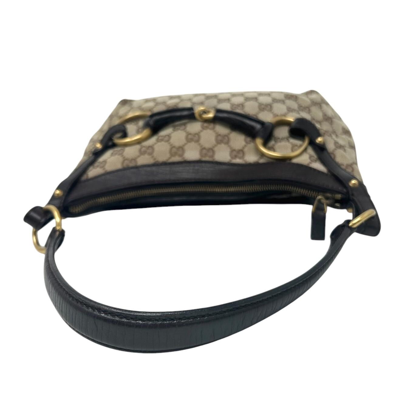 GUCCI Vintage GG Monogram Logo Shoulder Bag Horsebit Brown GUCCI Vintage GG Monogram Logo Shoulder Bag Horsebit Brown