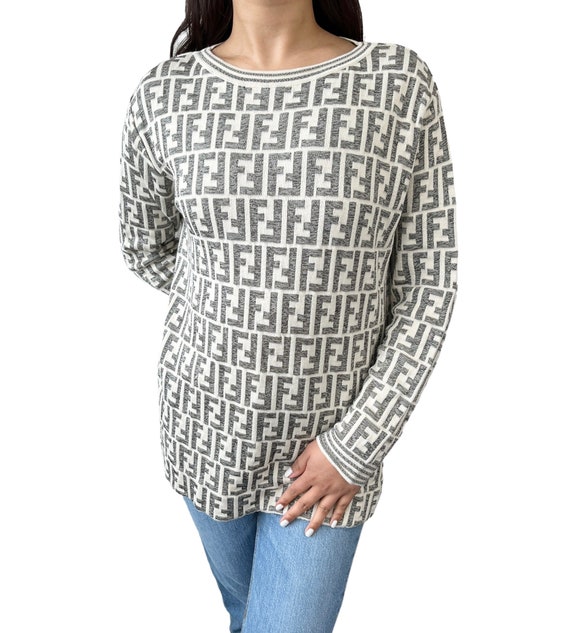 FENDI Vintage Zucca Monogram Sweater Pullover Cot… - image 1