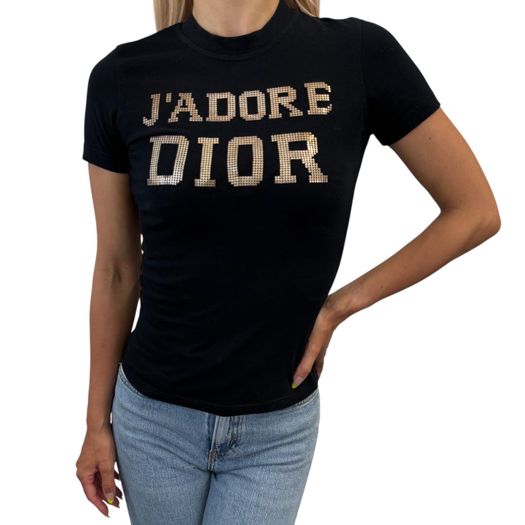 Christian Dior Vintage 2003 J'ADORE Big Logo T-shirt Top #36
