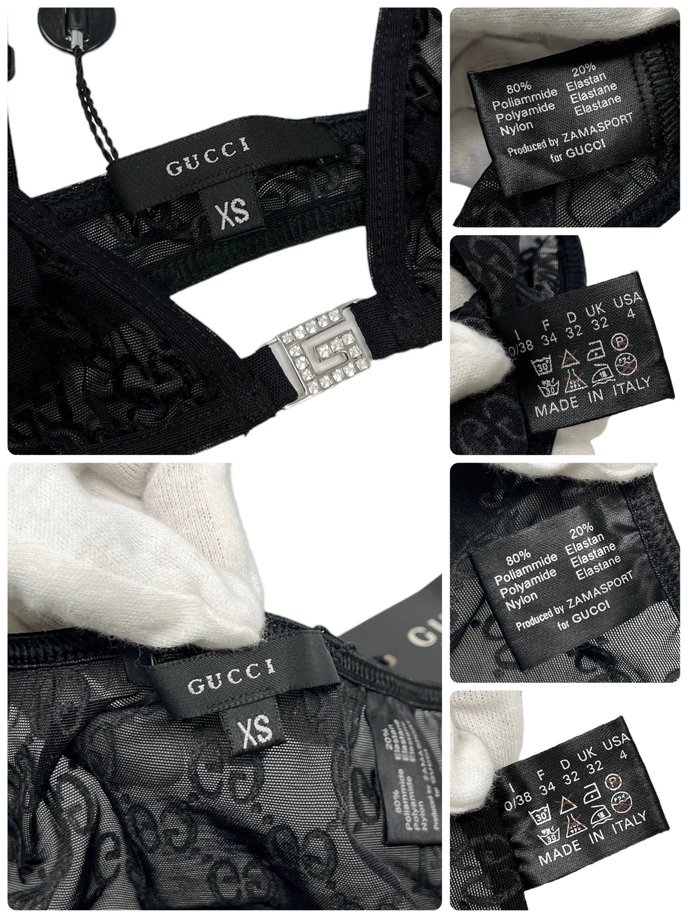 GUCCI Vintage GG Monogram Logo Bra Shorts Set #XS Underwear